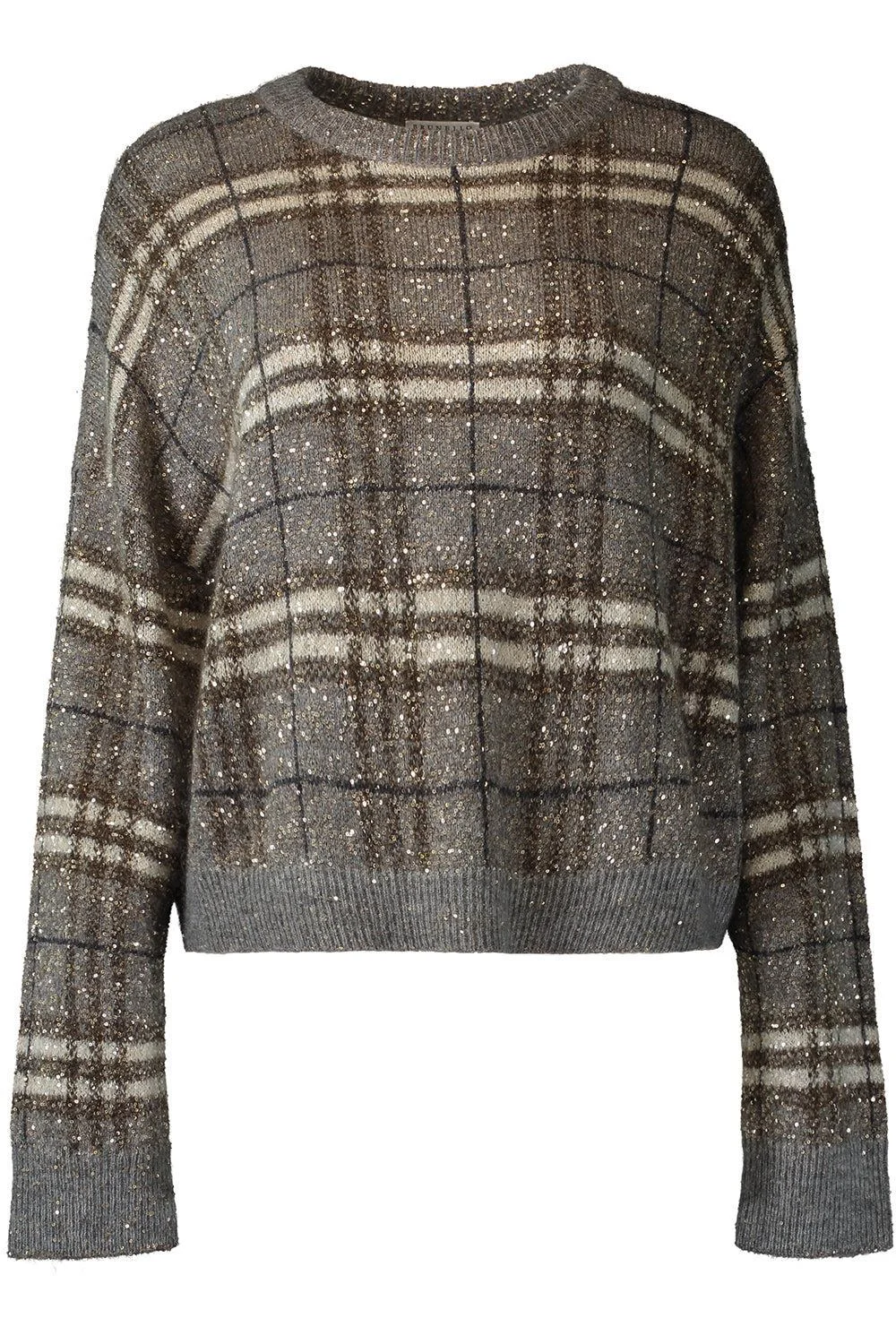 Long Sleeve Plaid Sweater - 1