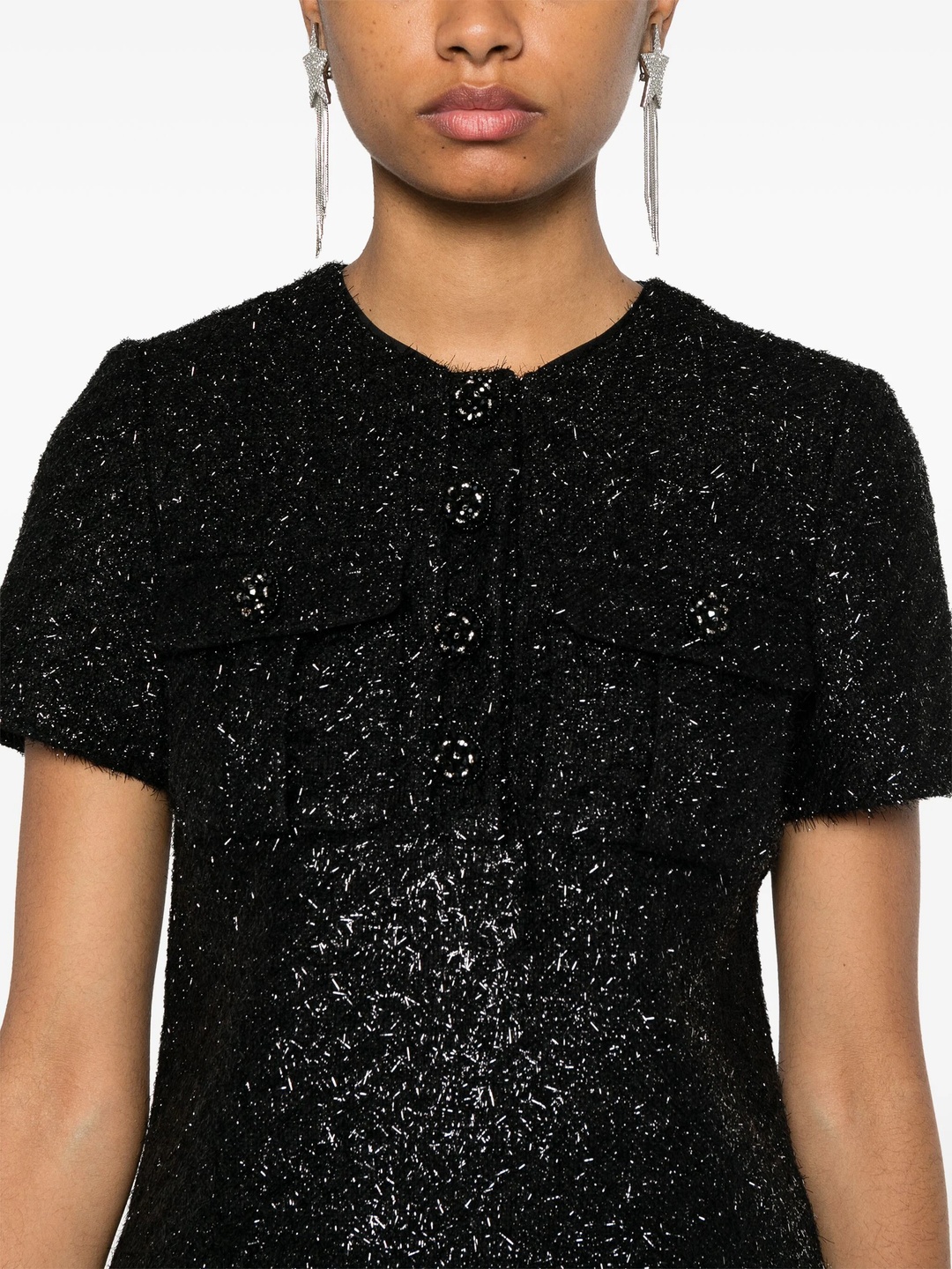 Black Tinsel Boucle Top - 5