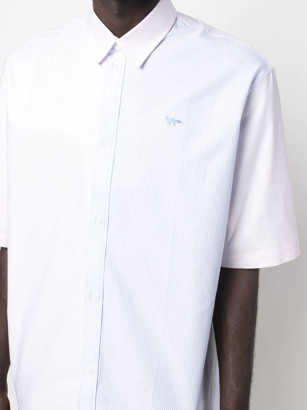 contrast-panel short-sleeved shirt - 5