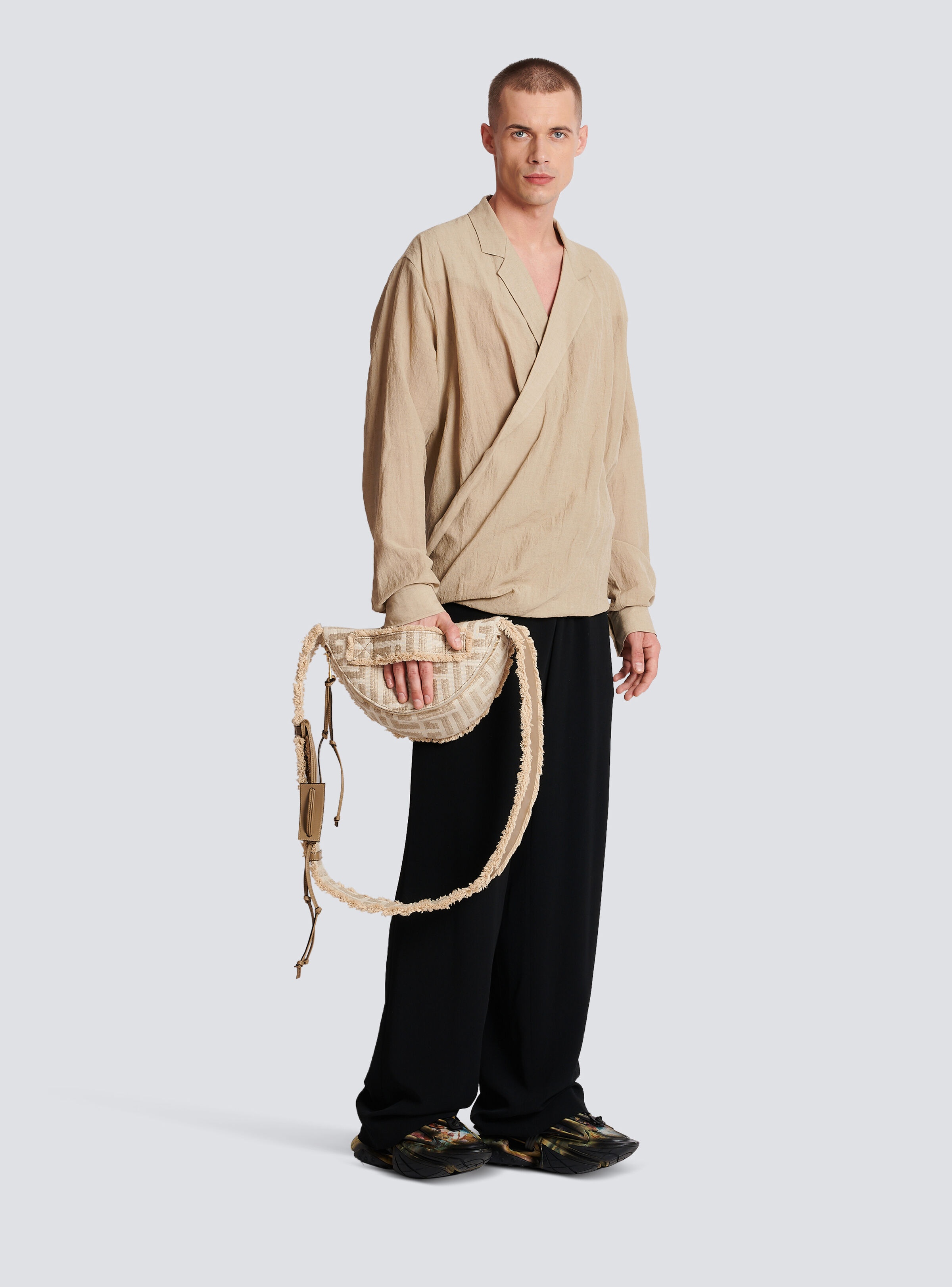 Monogrammed cotton raffia belt bag - 8