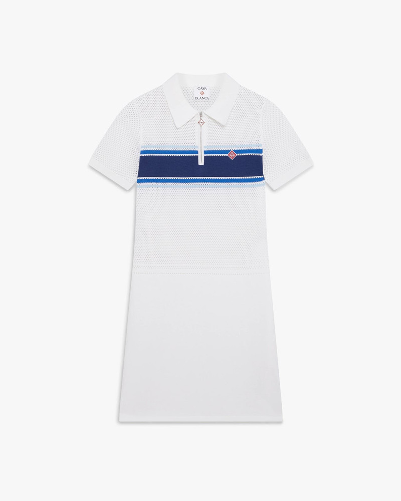 White & Blue Striped Mesh Midi Dress | Casablanca Paris 1