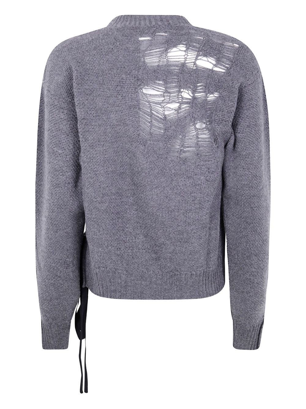 distressed side-tie wool sweater - 2