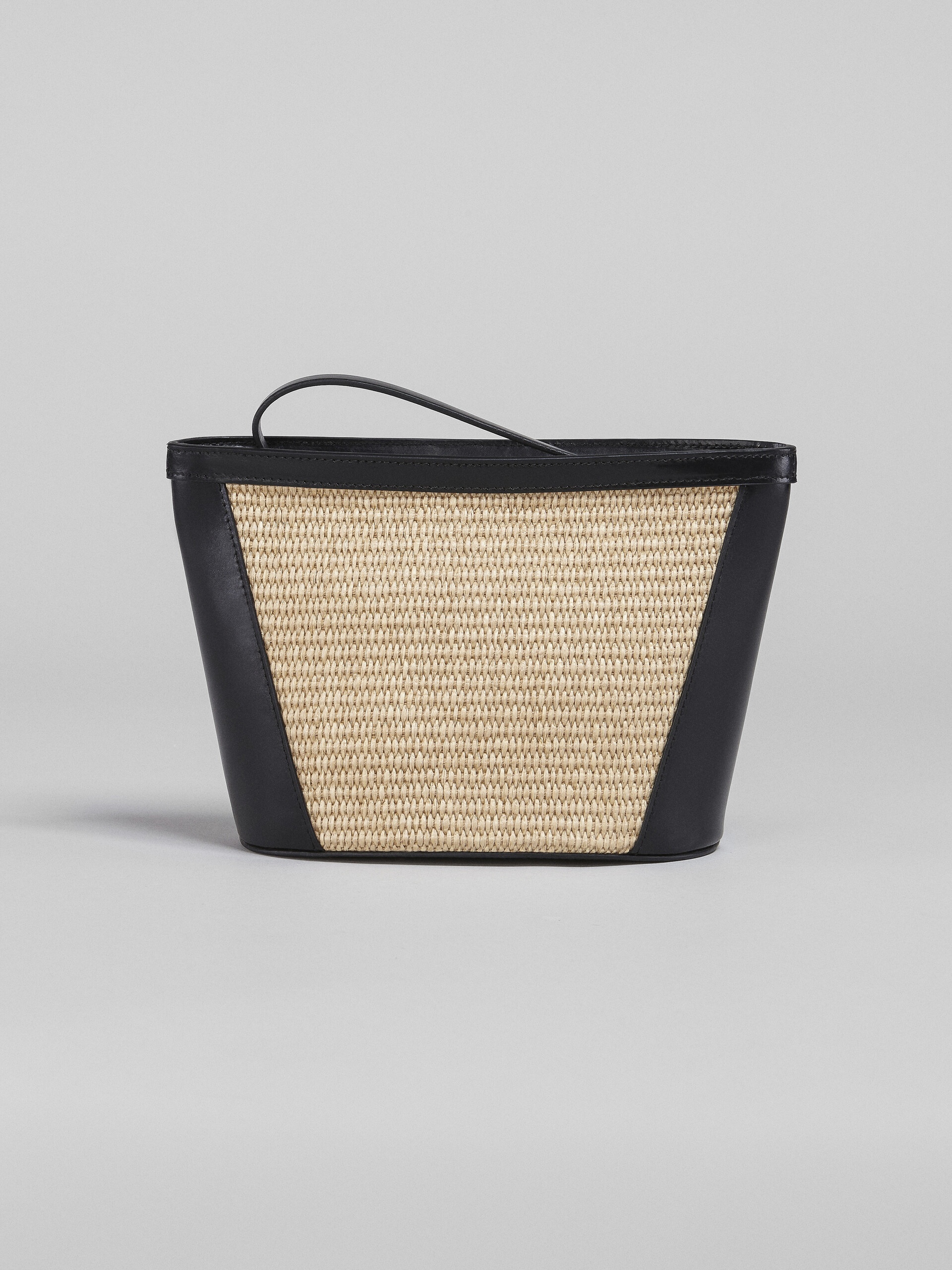 TROPICALIA POUCH IN BLACK LEATHER AND RAFFIA - 2