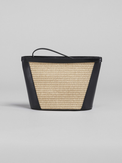 Marni TROPICALIA POUCH IN BLACK LEATHER AND RAFFIA outlook