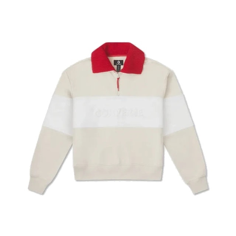 (WMNS) Converse YOTD Half-Zip Crew Sweater 'Beige' 10026812-A01 - 1