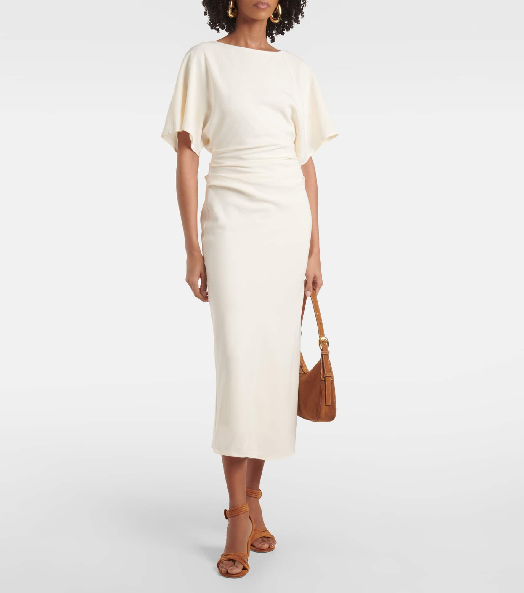 Amelie gathered crêpe midi dress - 2