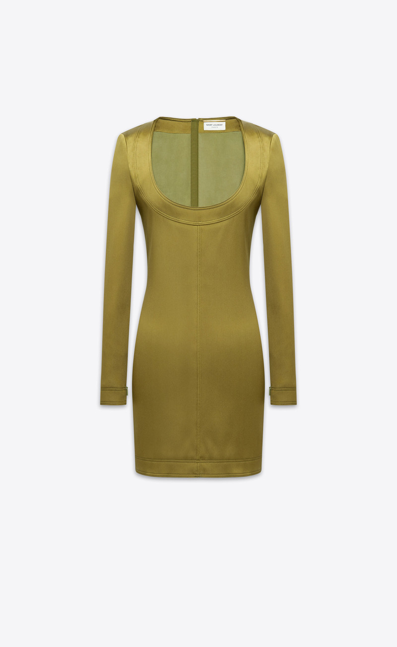 décolleté dress in stretch duchess silk - 1
