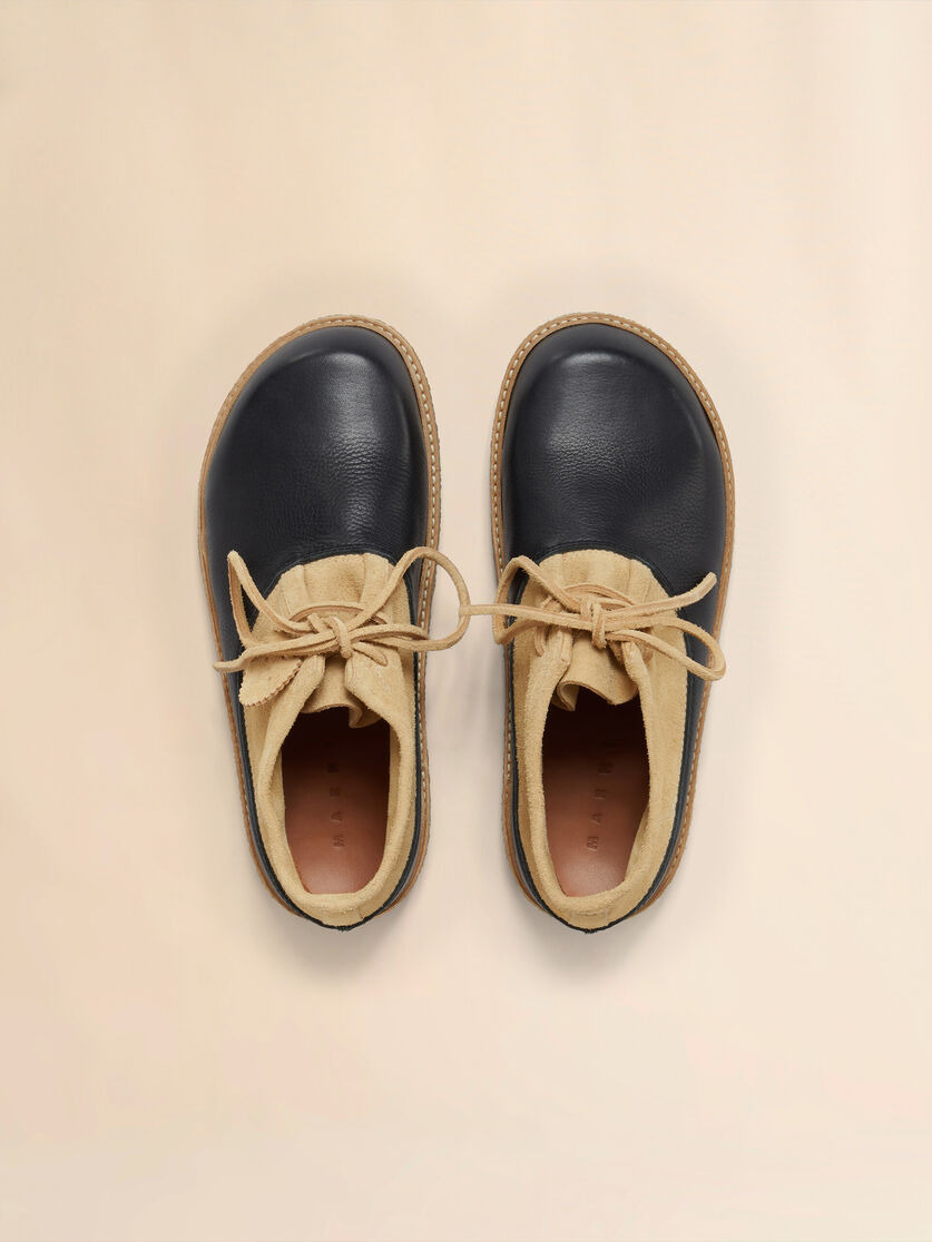 BLACK AND BEIGE LEATHER DESERT BOOT WITH PARA RUBBER SOLE - 4