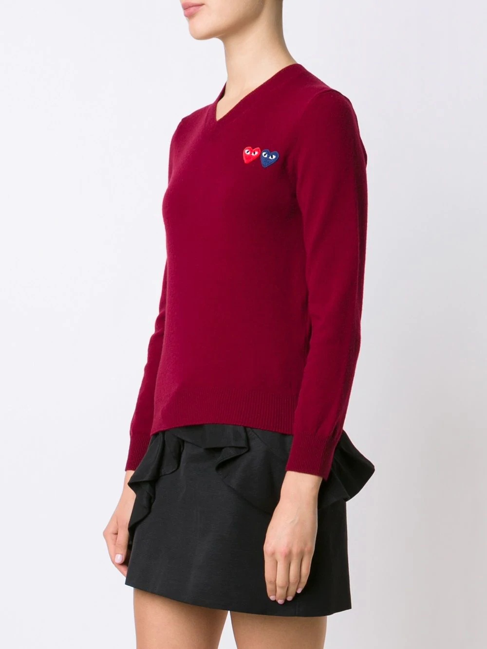 double heart v-neck jumper - 3