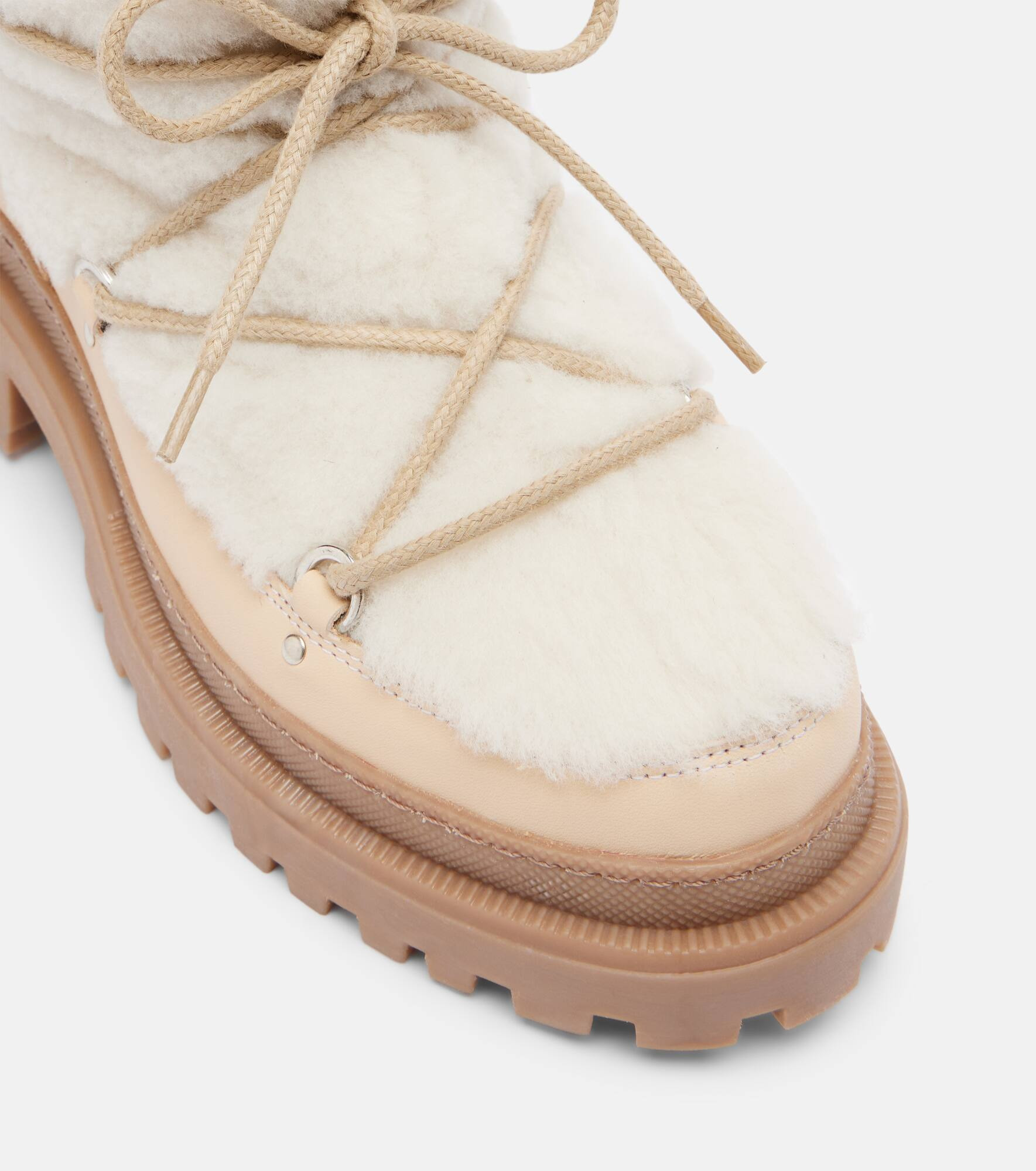 Shearling and leather ankle boots - 5