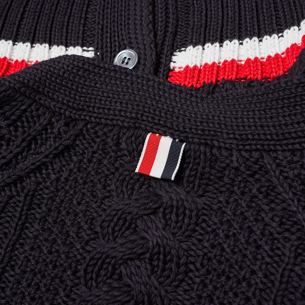 Thom Browne Aran Cable RWB Stripe Tipping Cardigan - 2