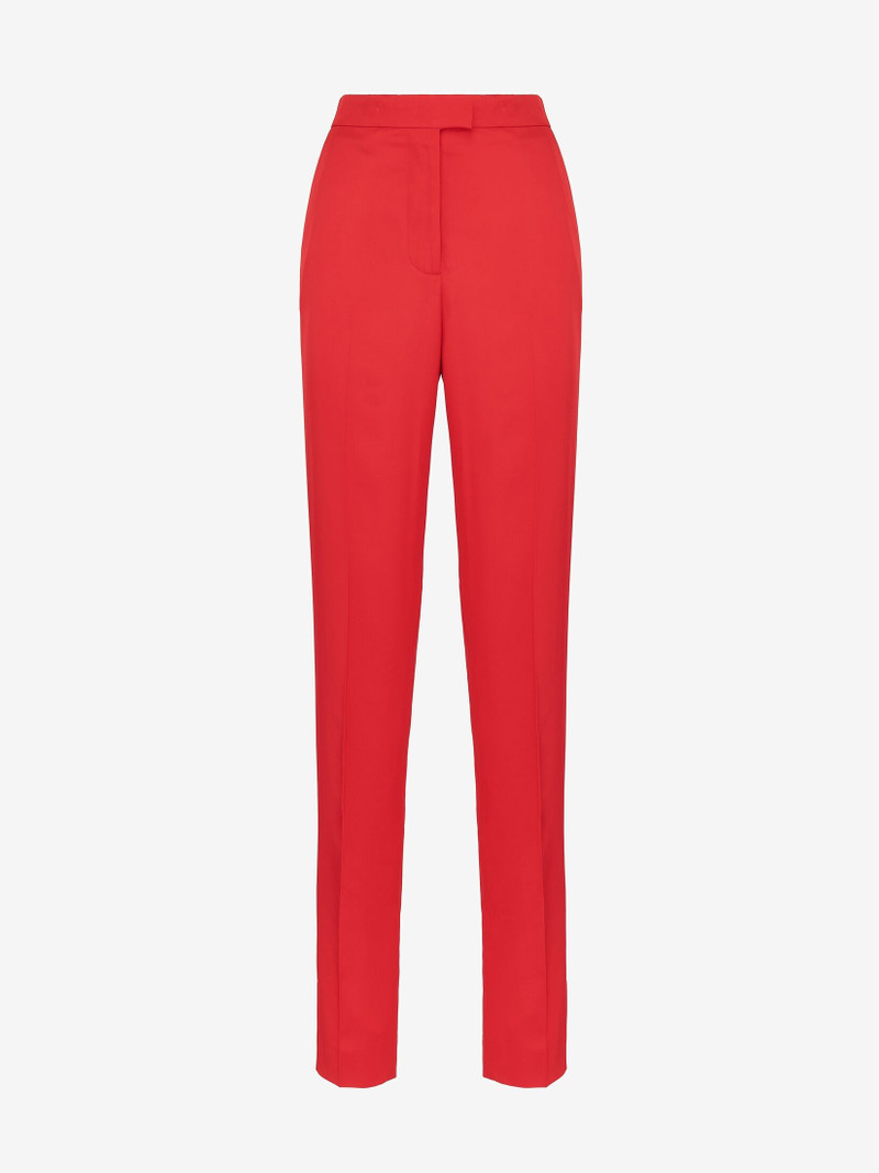 Women's High-waisted Cigarette Trousers in Lust Red 1