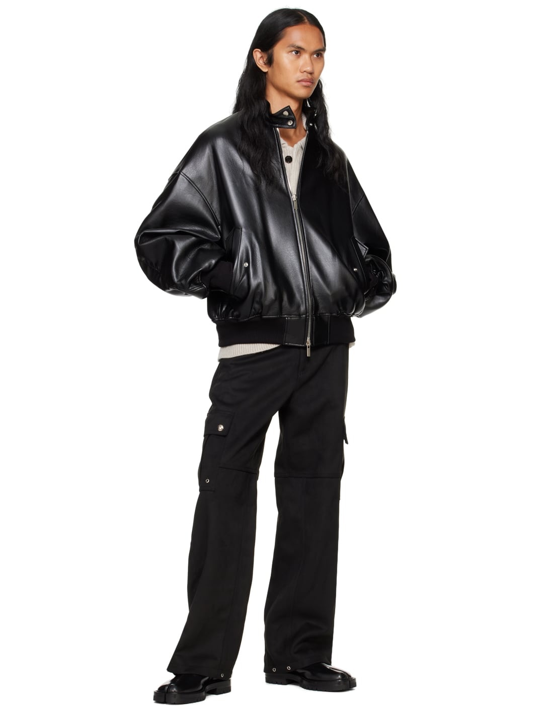Black Herrington Faux-Leather Jacket - 4