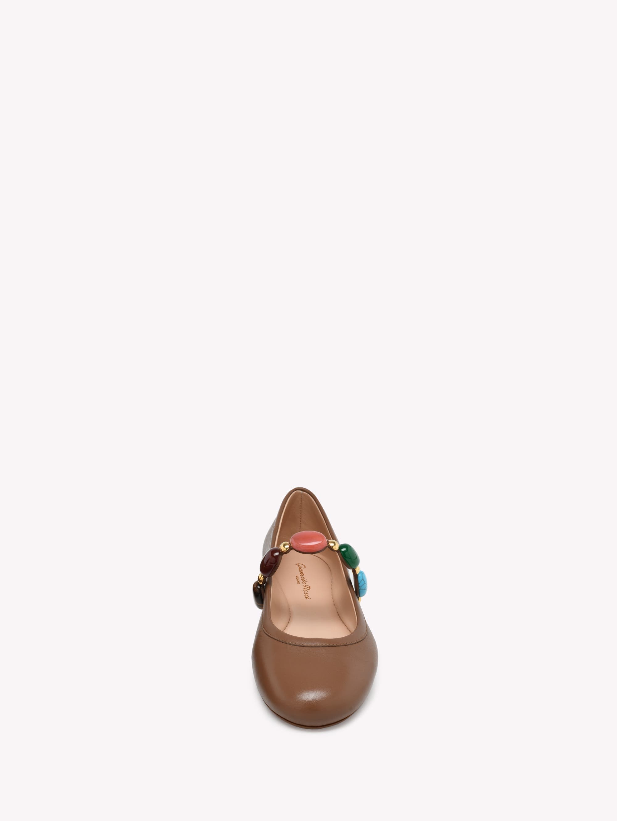 Gianvito Rossi Shanti Mary Jane Ballerina in Brown Leather at Nordstrom - 4