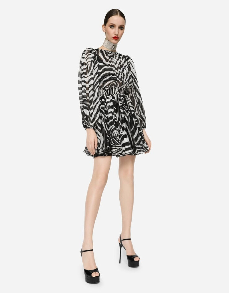 Short zebra-print chiffon dress 5
