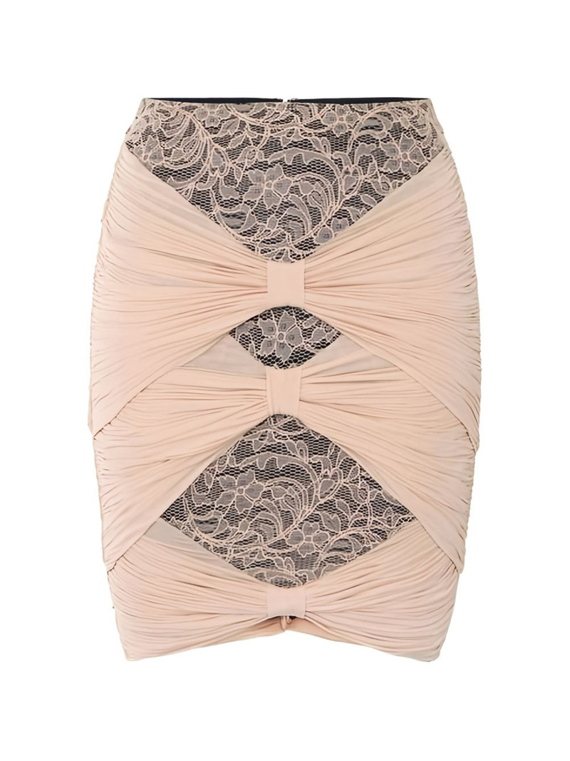 floral lace draped short skirt 1