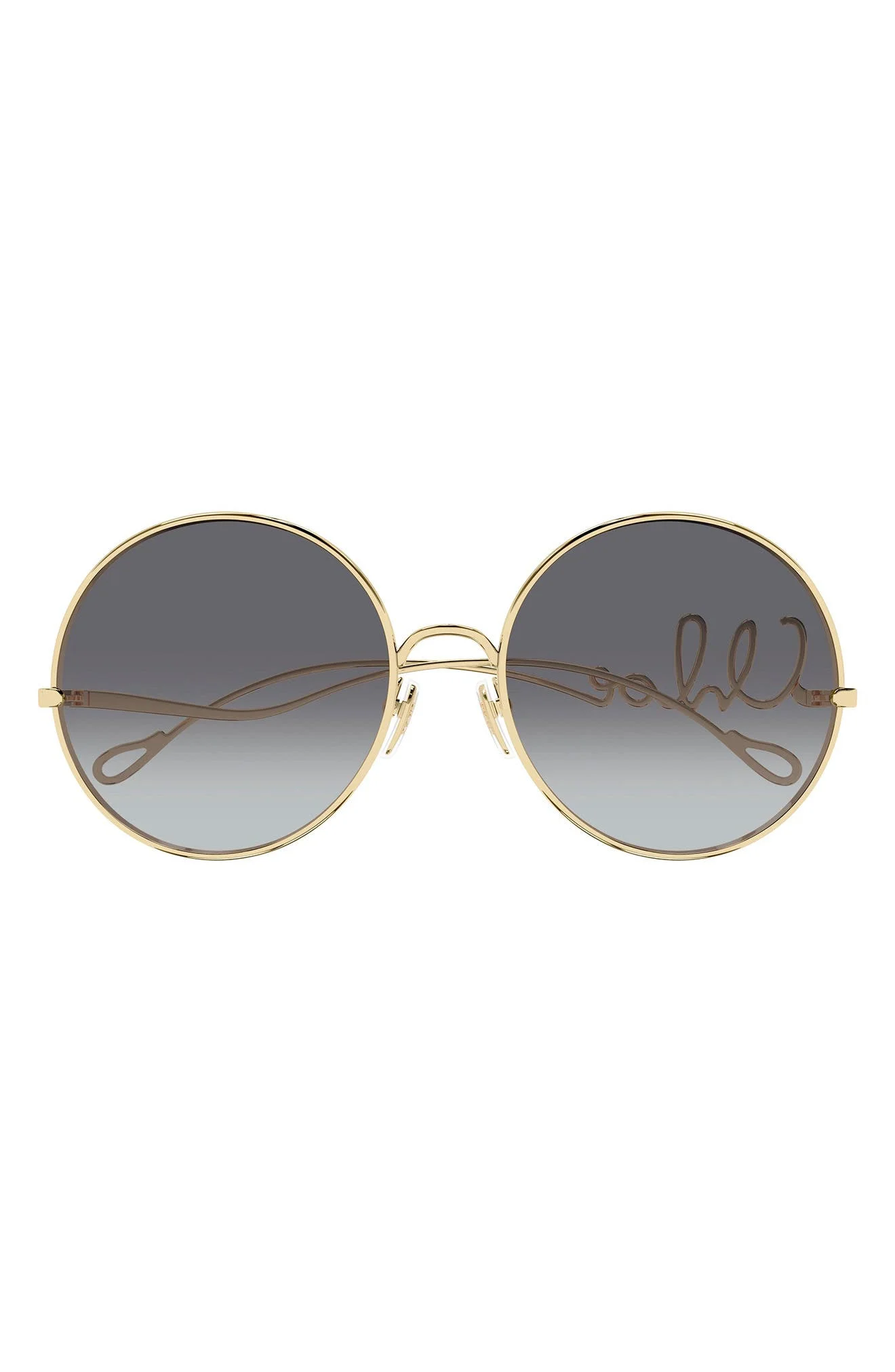 Chloé 60mm Round Sunglasses in Gold/Grey Lens at Nordstrom - 1