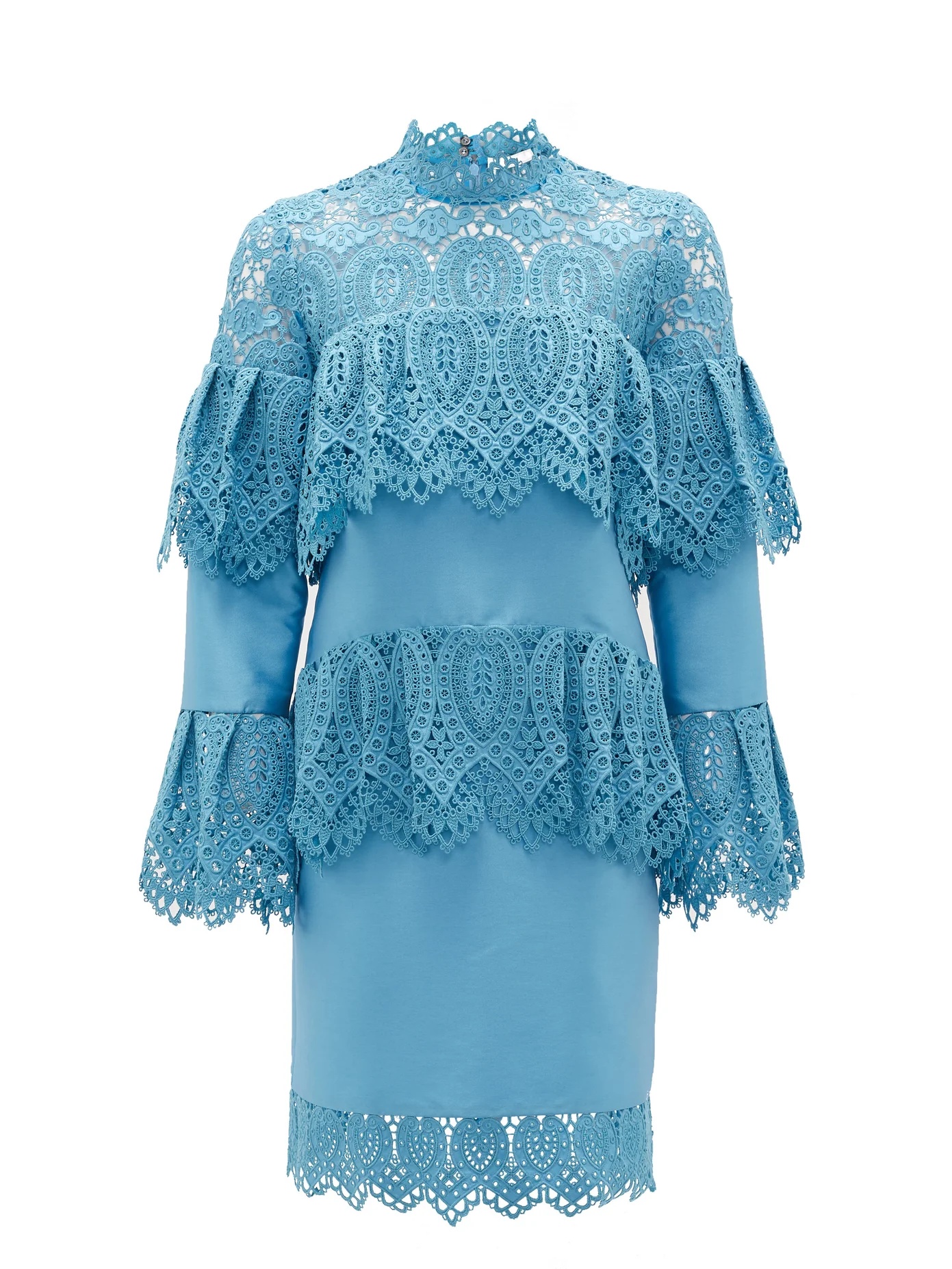 Lyndell layered guipure-lace & mikado satin dress - 1