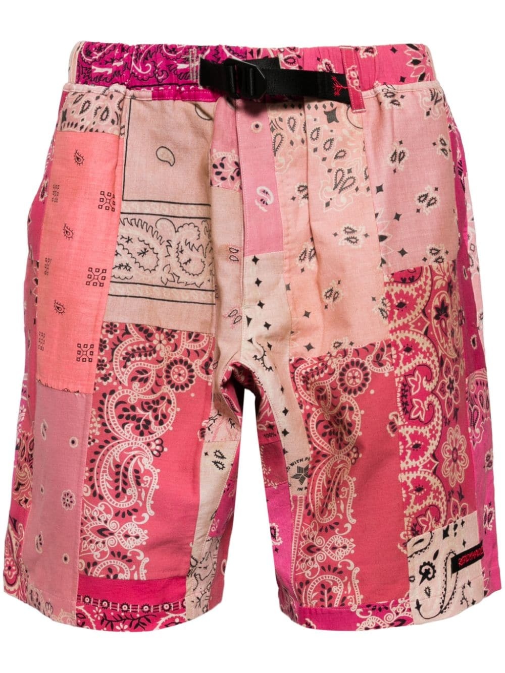 patchwork bandana-print cotton shorts - 1
