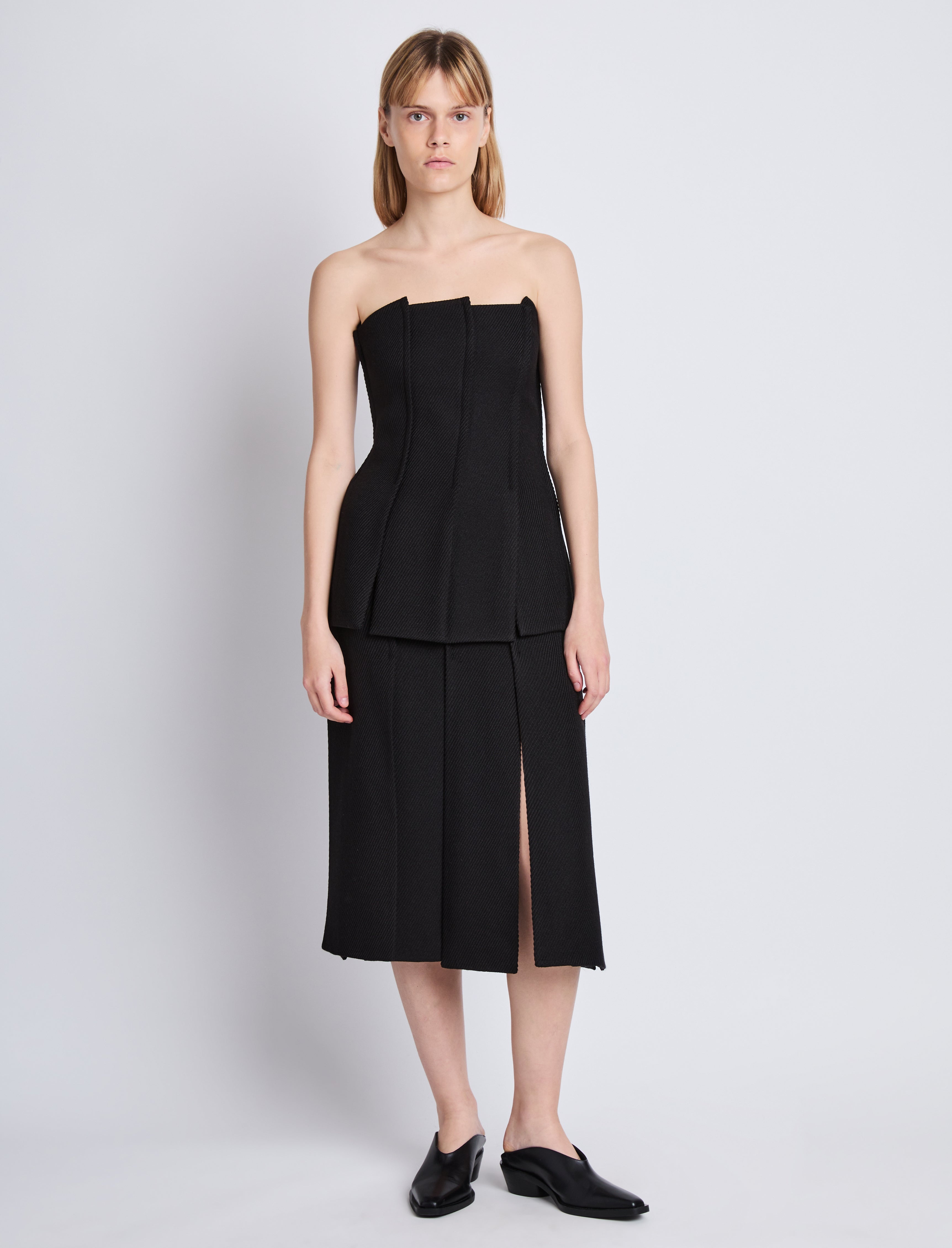 Corinne Strapless Top in Wool Twill - 3