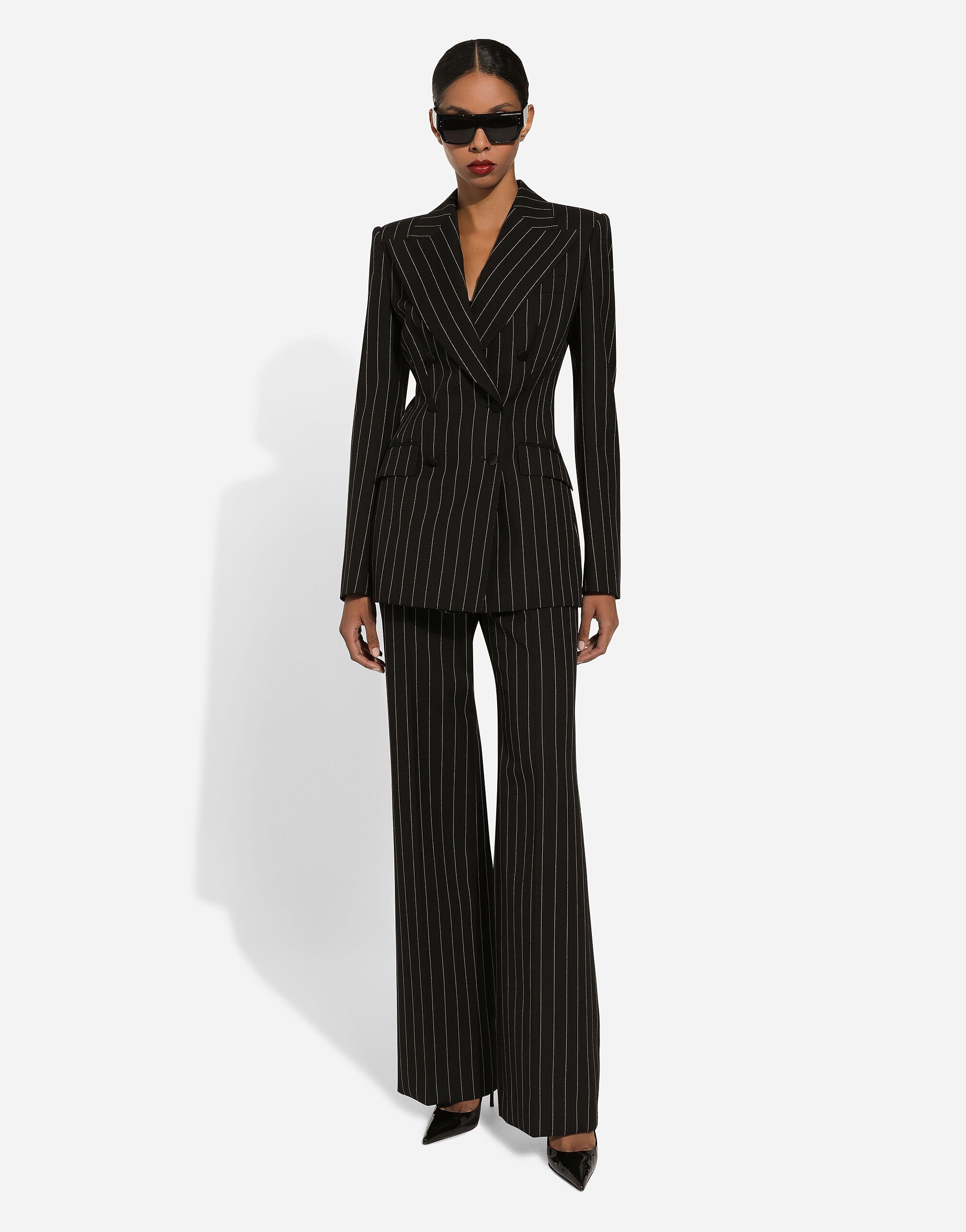 Flared pinstripe wool pants - 2