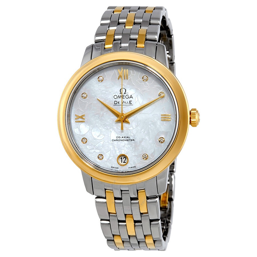 Pre-owned Omega De Ville Diamond White Mother of Pearl Dial Ladies Watch 424.20.33.20.55.002 - 1