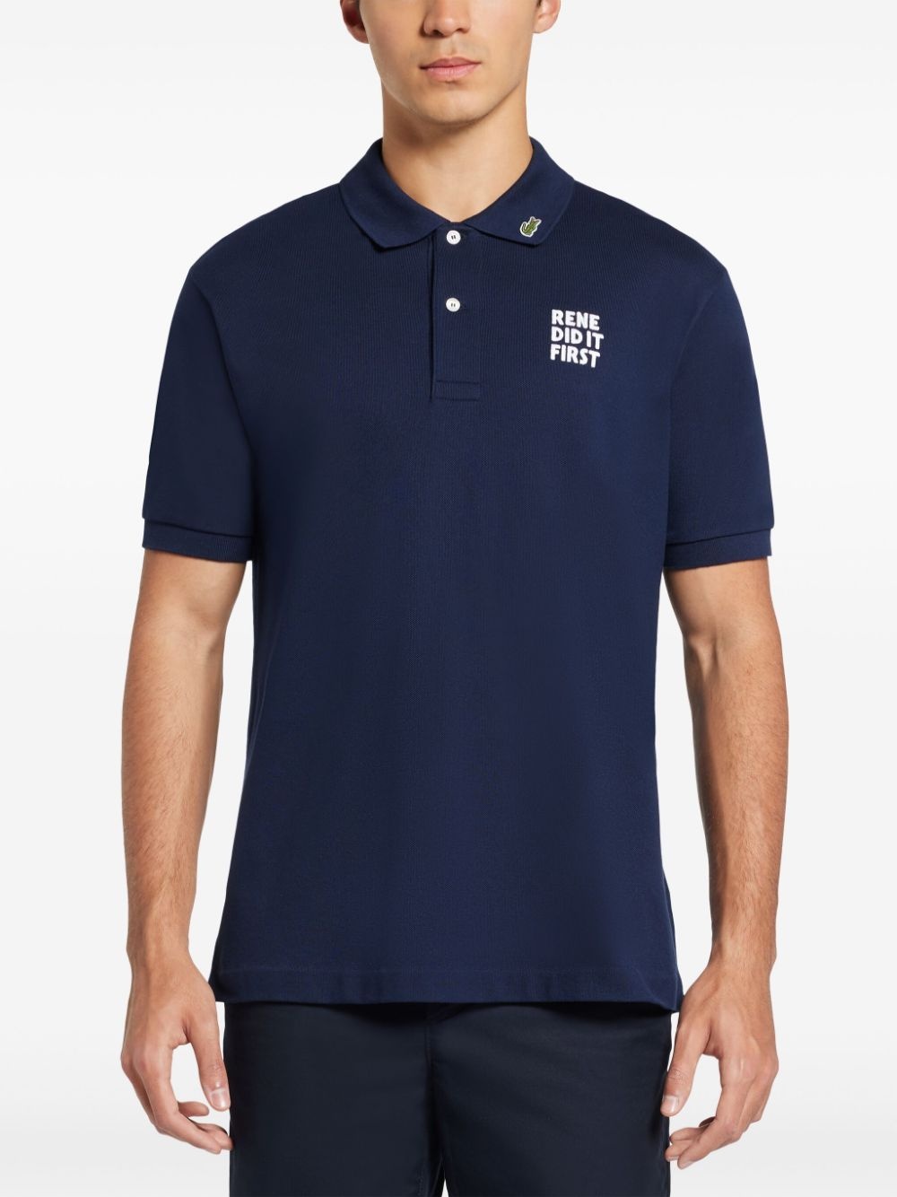 slogan-embroidered polo shirt - 3