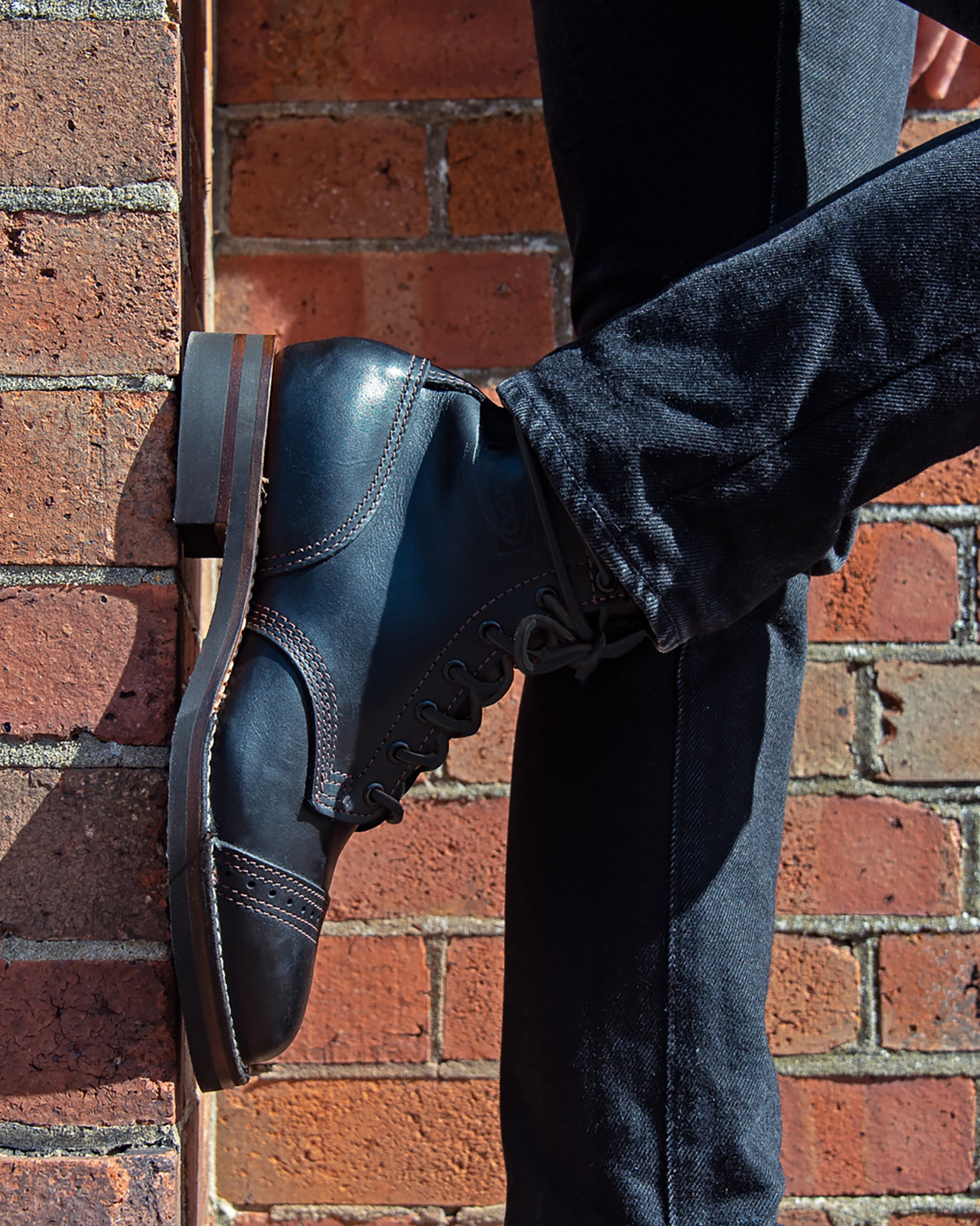 IHWE-GLMN-BLK Iron Heart Int'l x Wesco® - 7" Domain Toe Cap Boot - Black Tie. The "Guildsman" - 3