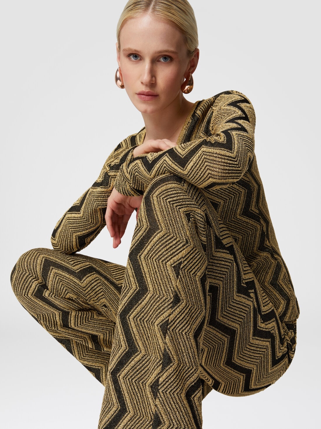 Flare trousers in zig zag lamé viscose - 4