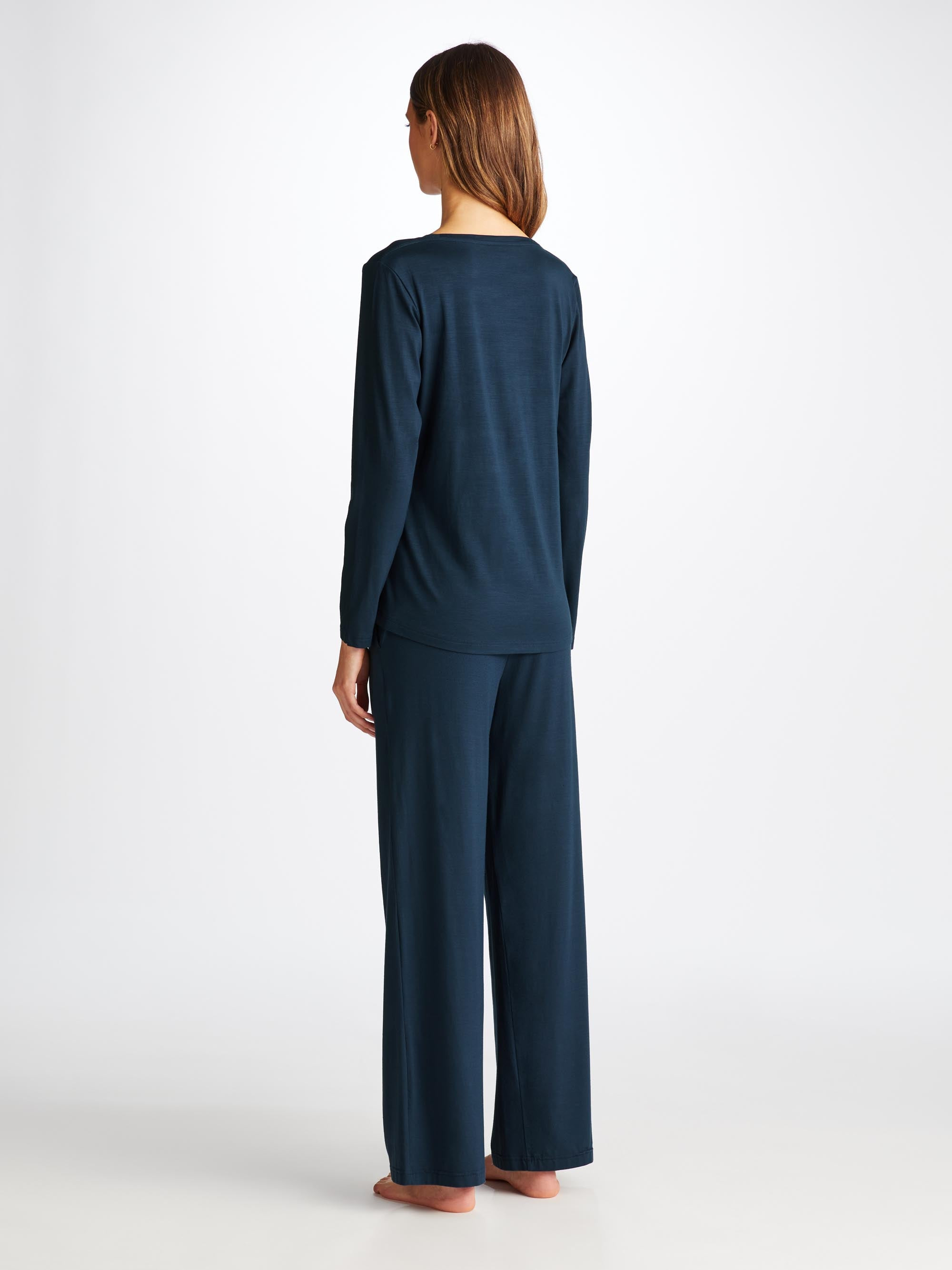 Women's Long Sleeve T-Shirt Lara Micro Modal Stretch Navy - 4