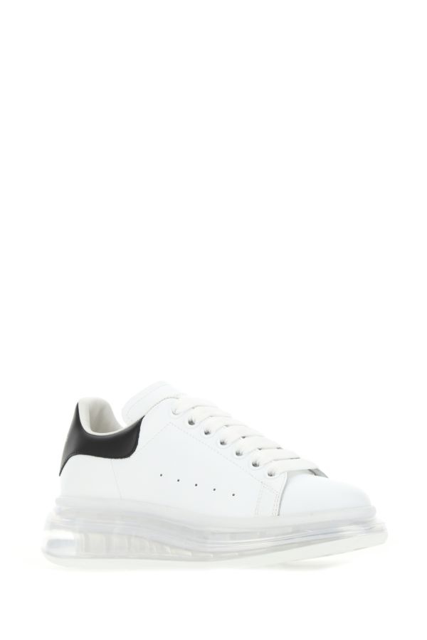 White leather sneakers with black leather heel - 2