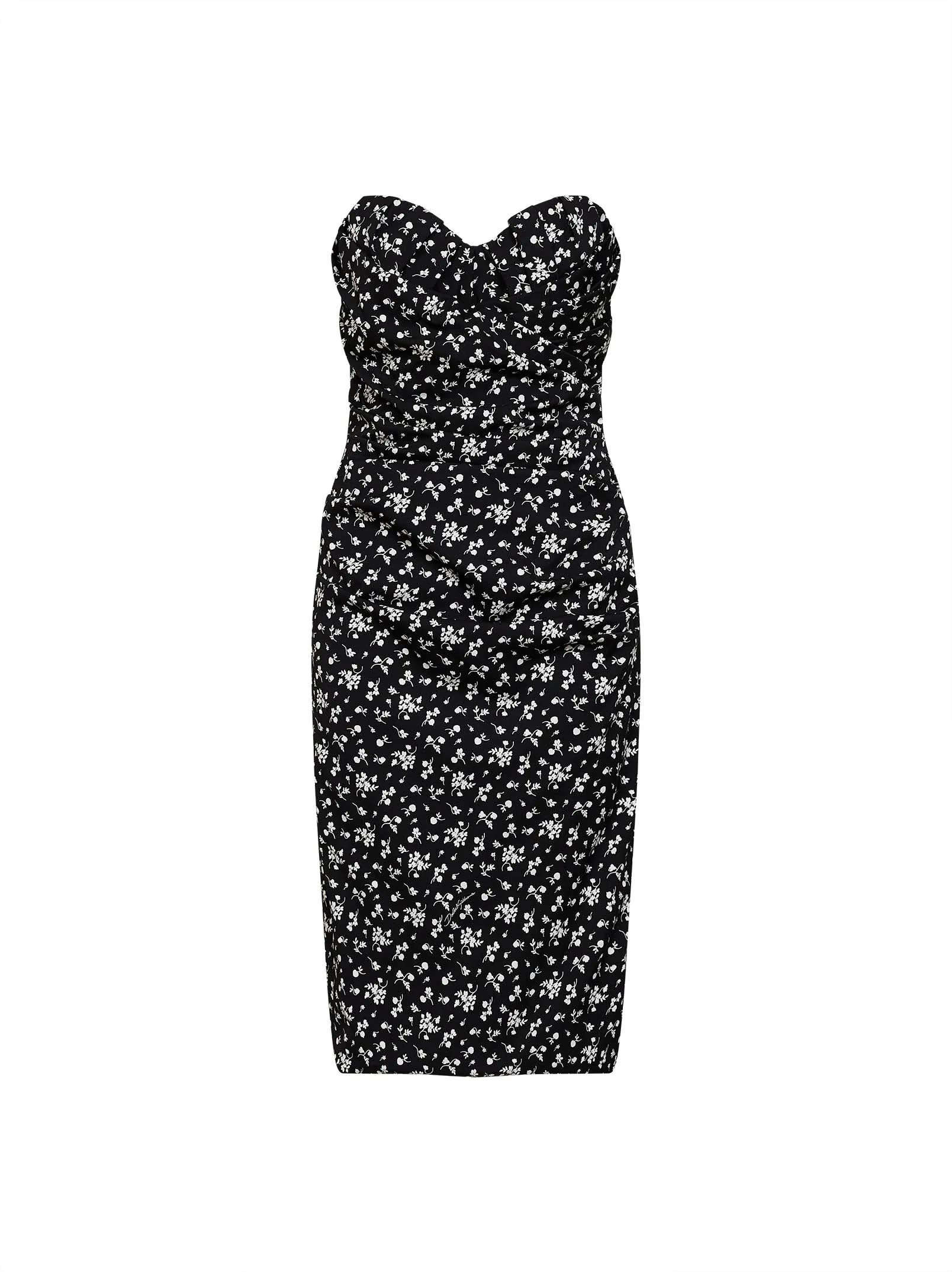 Black Fiorellini-print charmeuse midi bustier dress - 1