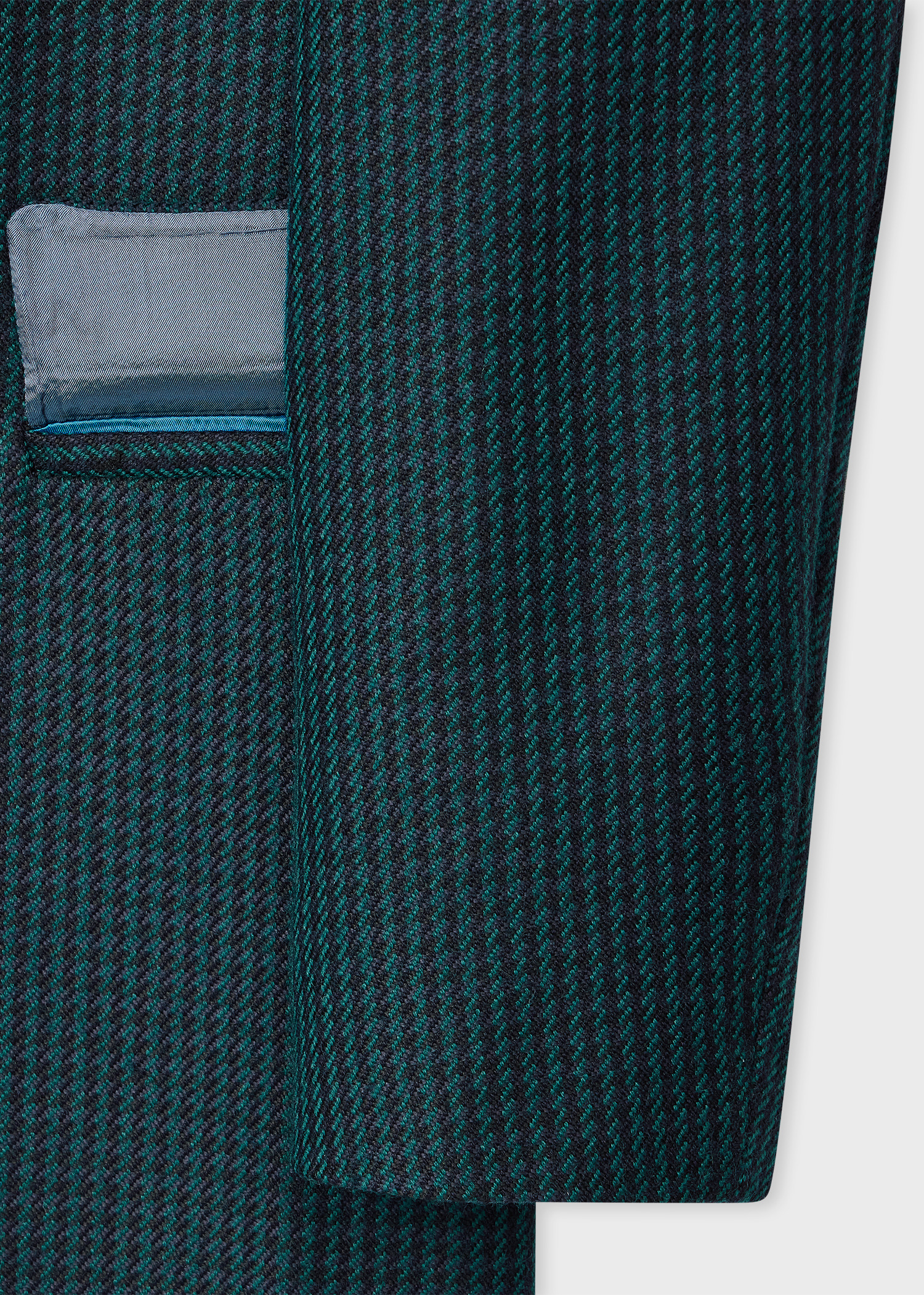 Navy and Teal Houndstooth Wool-Blend Double Breasted Overcoat - 3