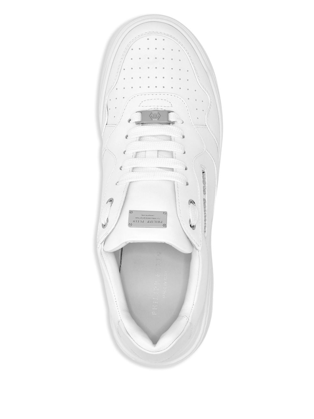 logo-lettering leather trainers - 3