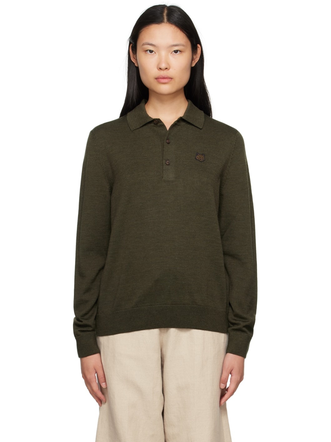 Khaki Bold Fox Head Polo - 1