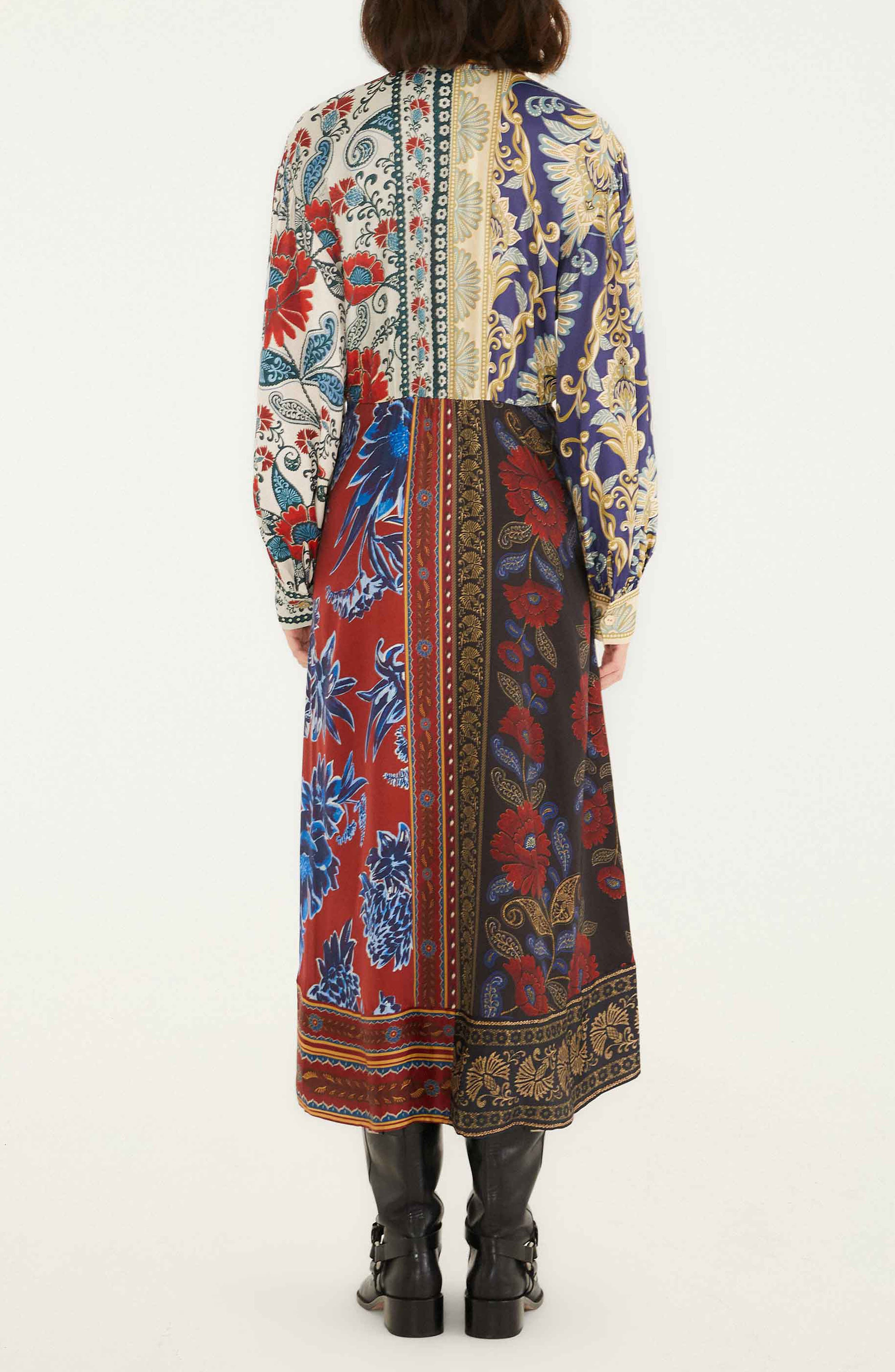 FARM Rio Navy Winter Mix Long Sleeve Midi Shirtdress in Multi at Nordstrom - 2