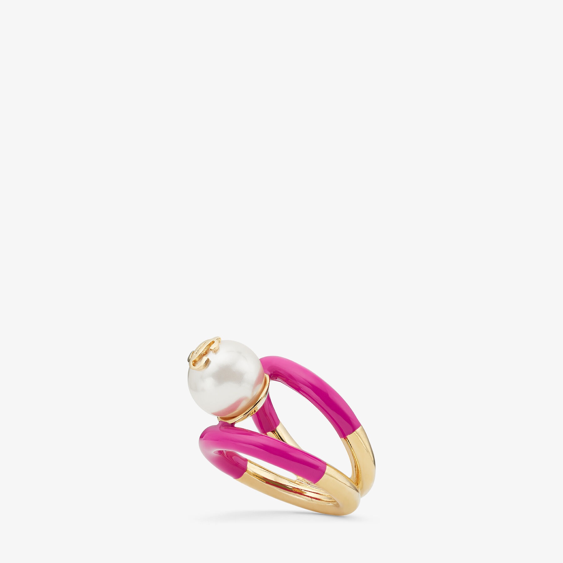 Pearl Ring
Gold-Finish Metal and Fuchsia JC Enamel Pearl Ring - 3