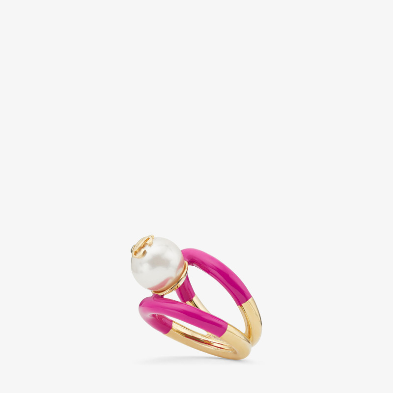 Pearl Ring
Gold-Finish Metal and Fuchsia JC Enamel Pearl Ring 3