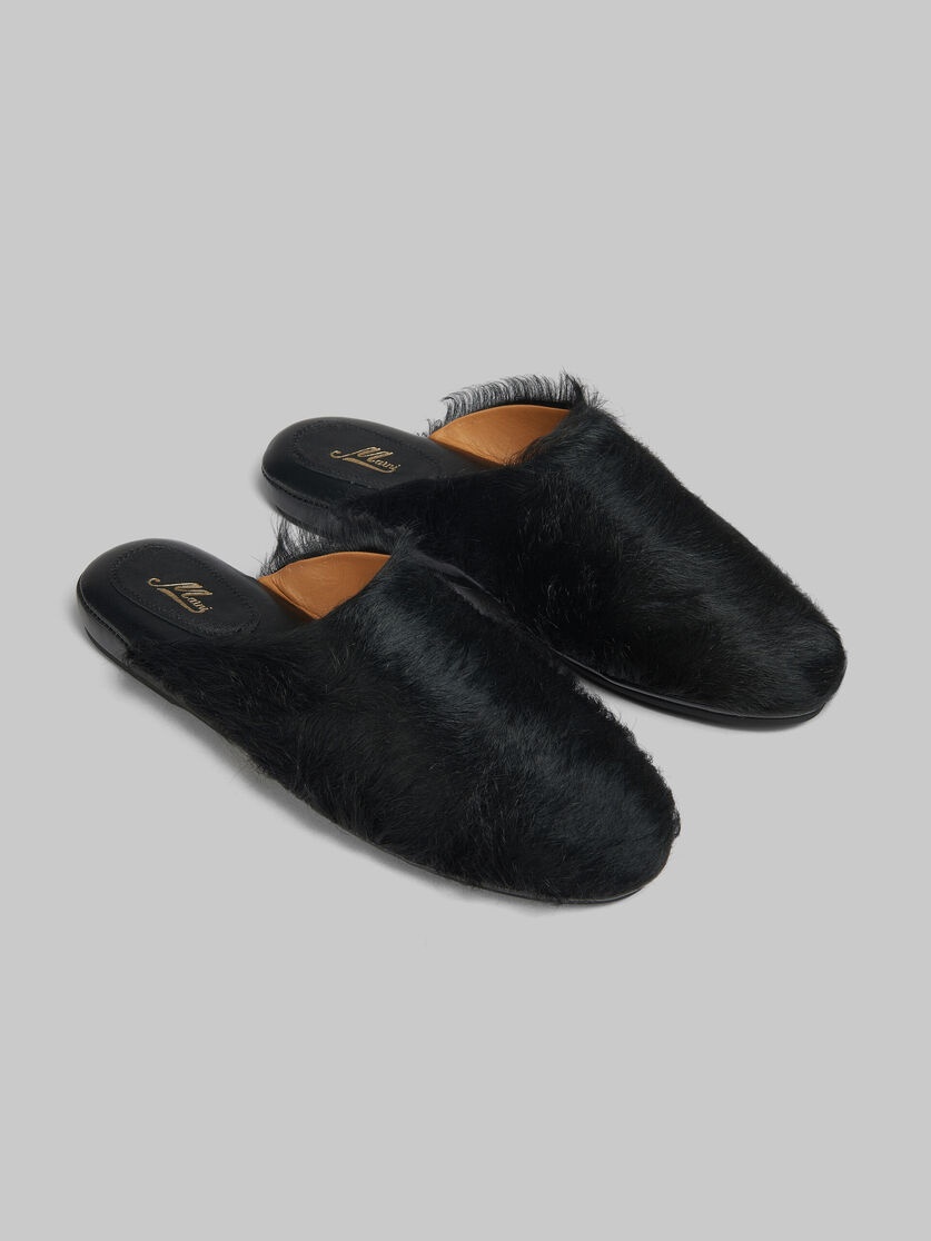 BLACK LONG-HAIR CALFSKIN SABOT - 5