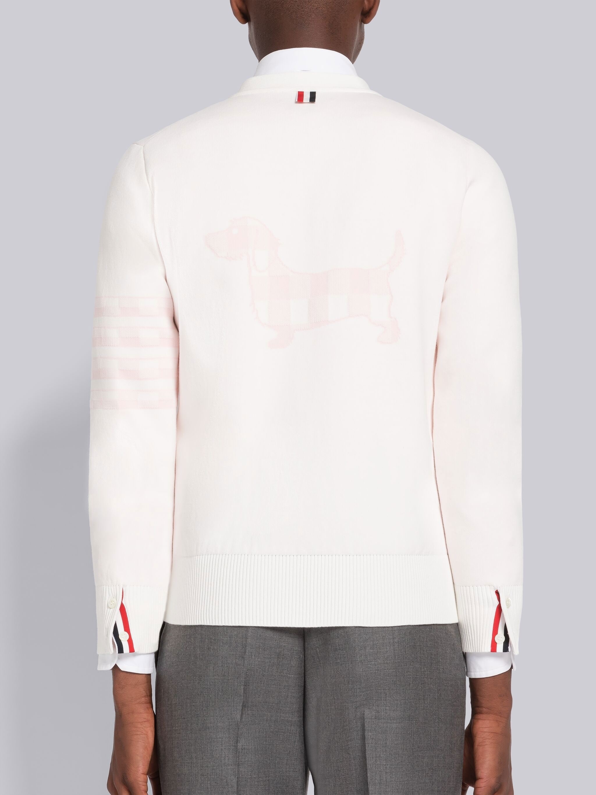 Hector Jacquard Cotton 4-Bar V-Neck Cardigan - 3