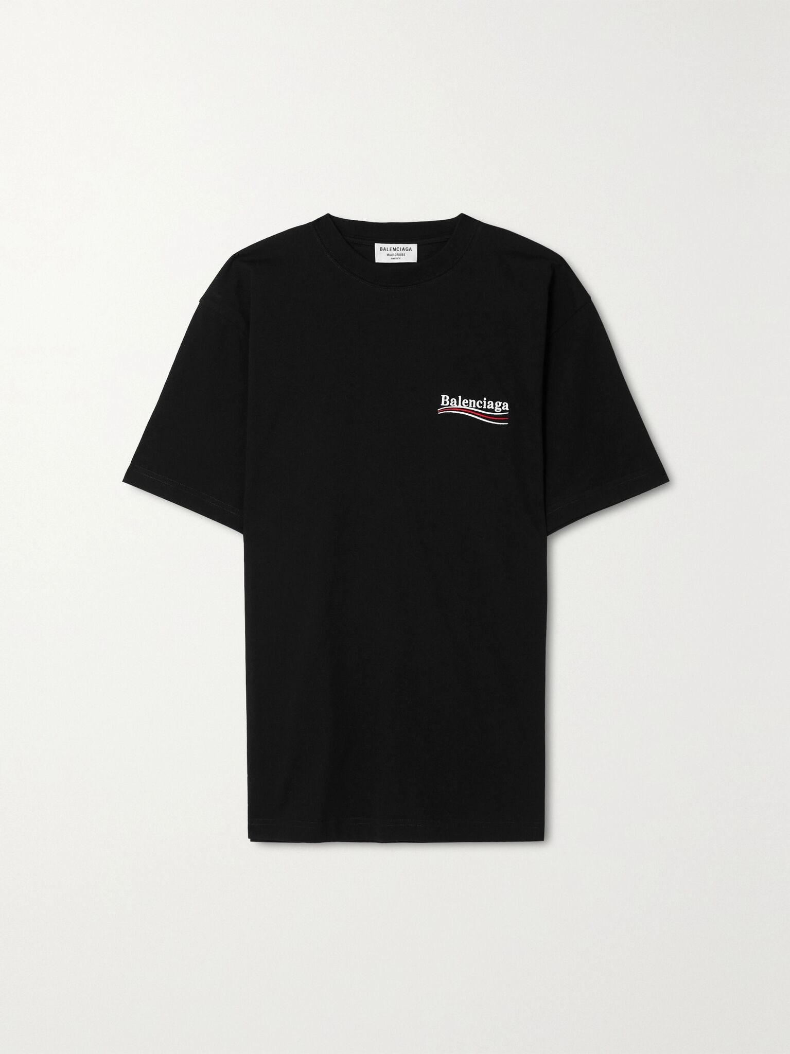 Oversized embroidered cotton-jersey T-shirt Black - 1