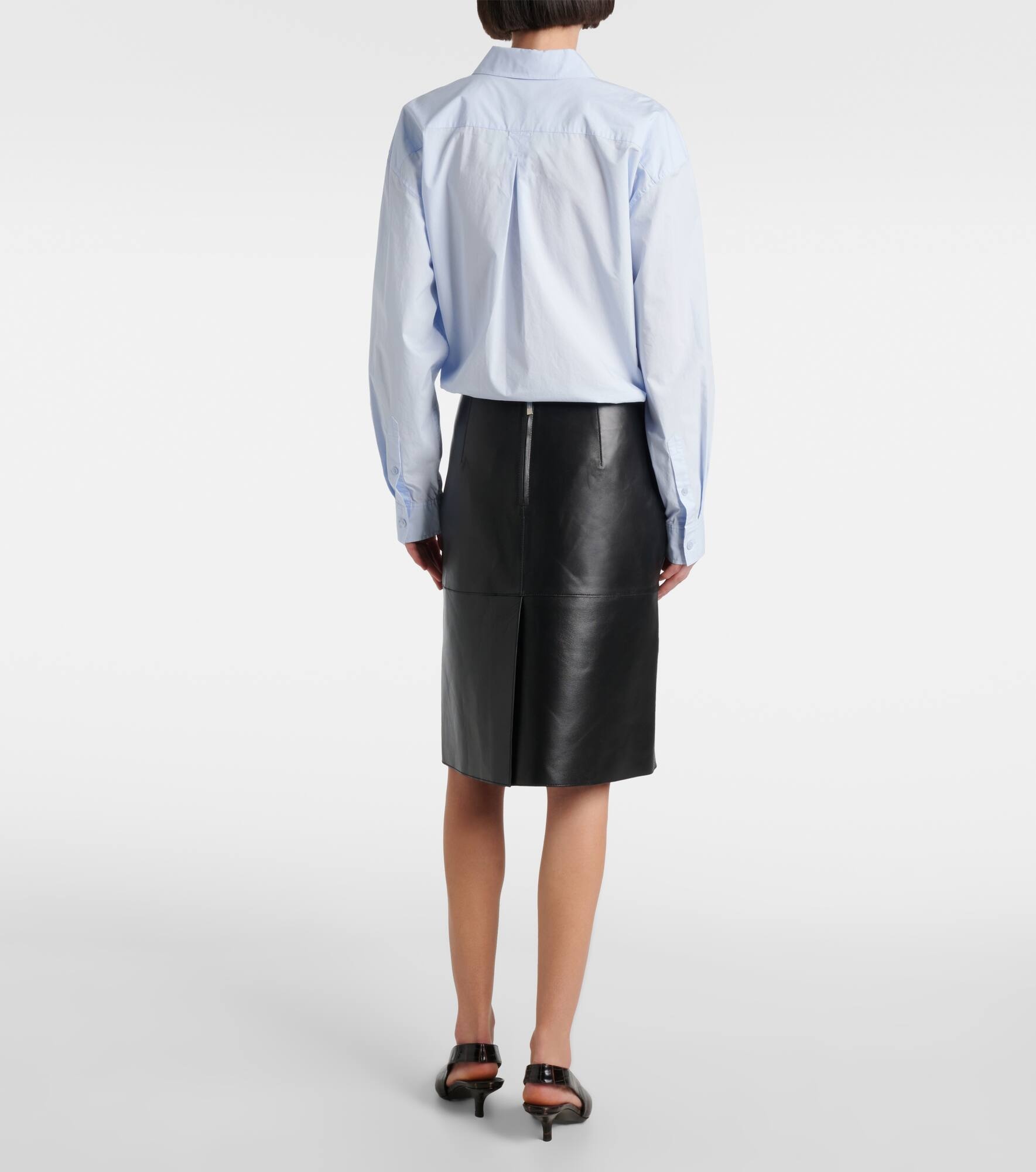 Paneled leather midi skirt - 3