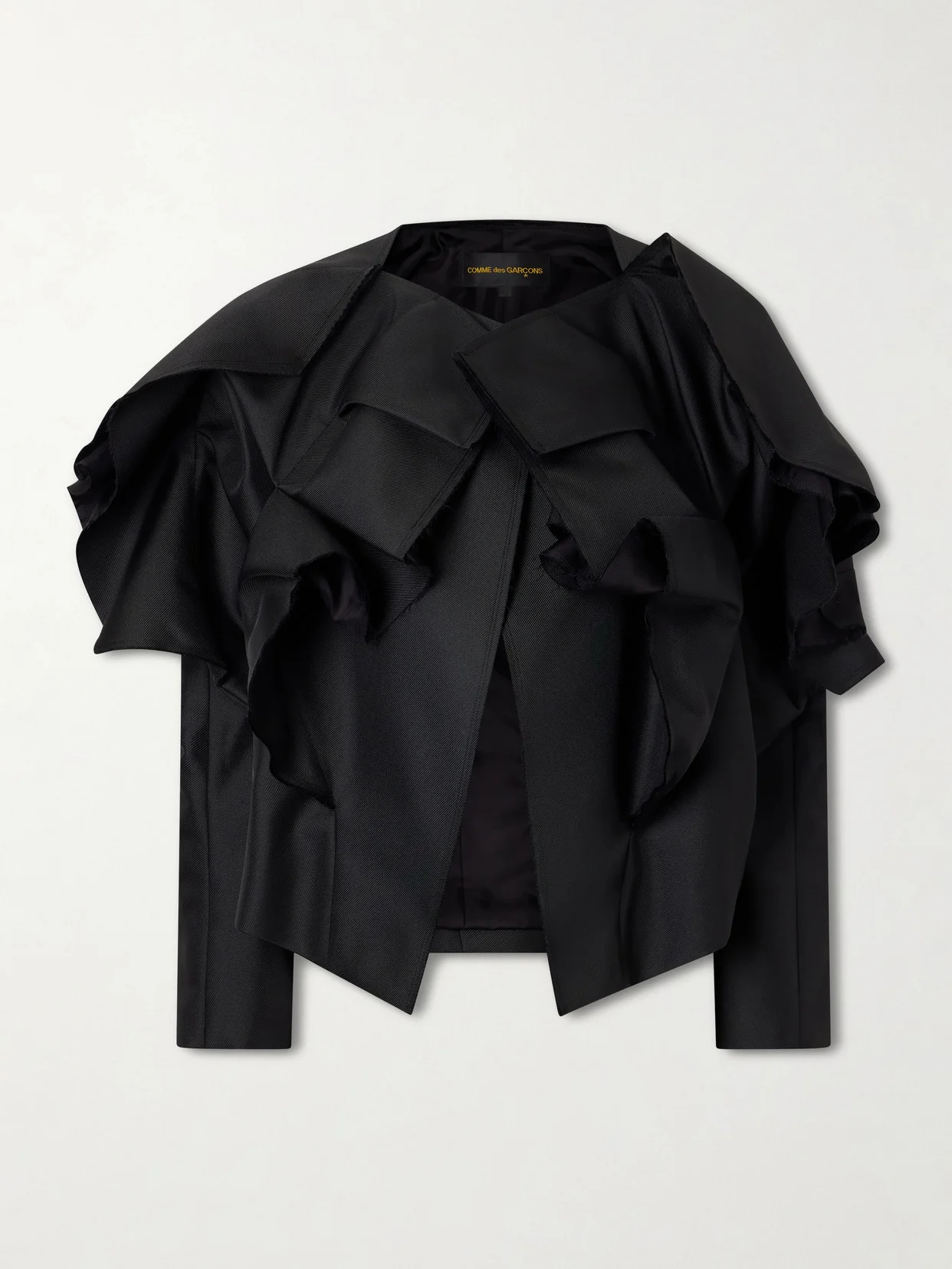Ruffled Frayed Gabardine Jacket - 1