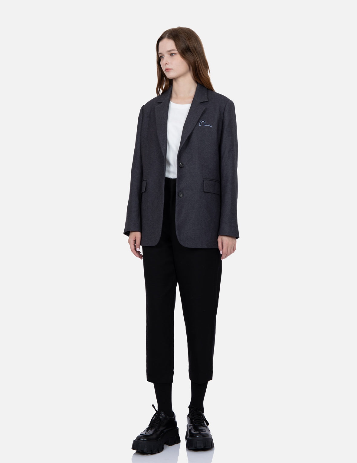 Seagull Embroidery Wool-mix Blazer - 3