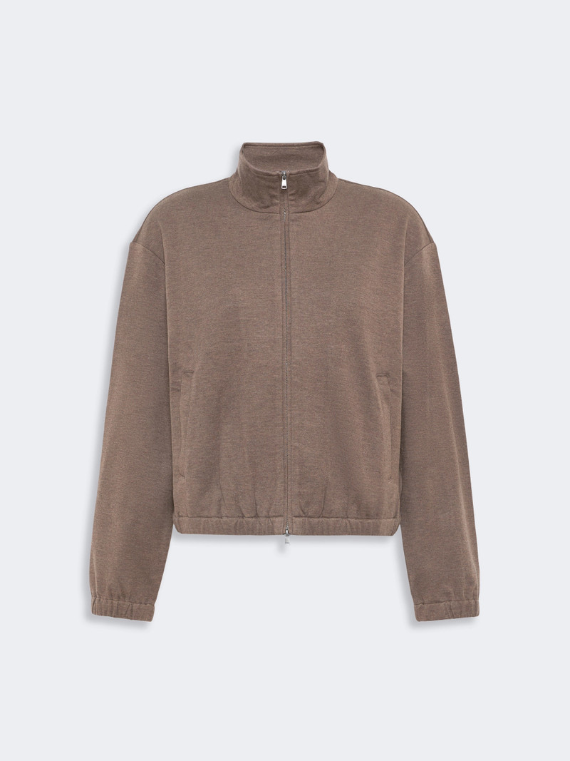 ESPLOSO Silk-blend jersey sweatshirt - MUD 1