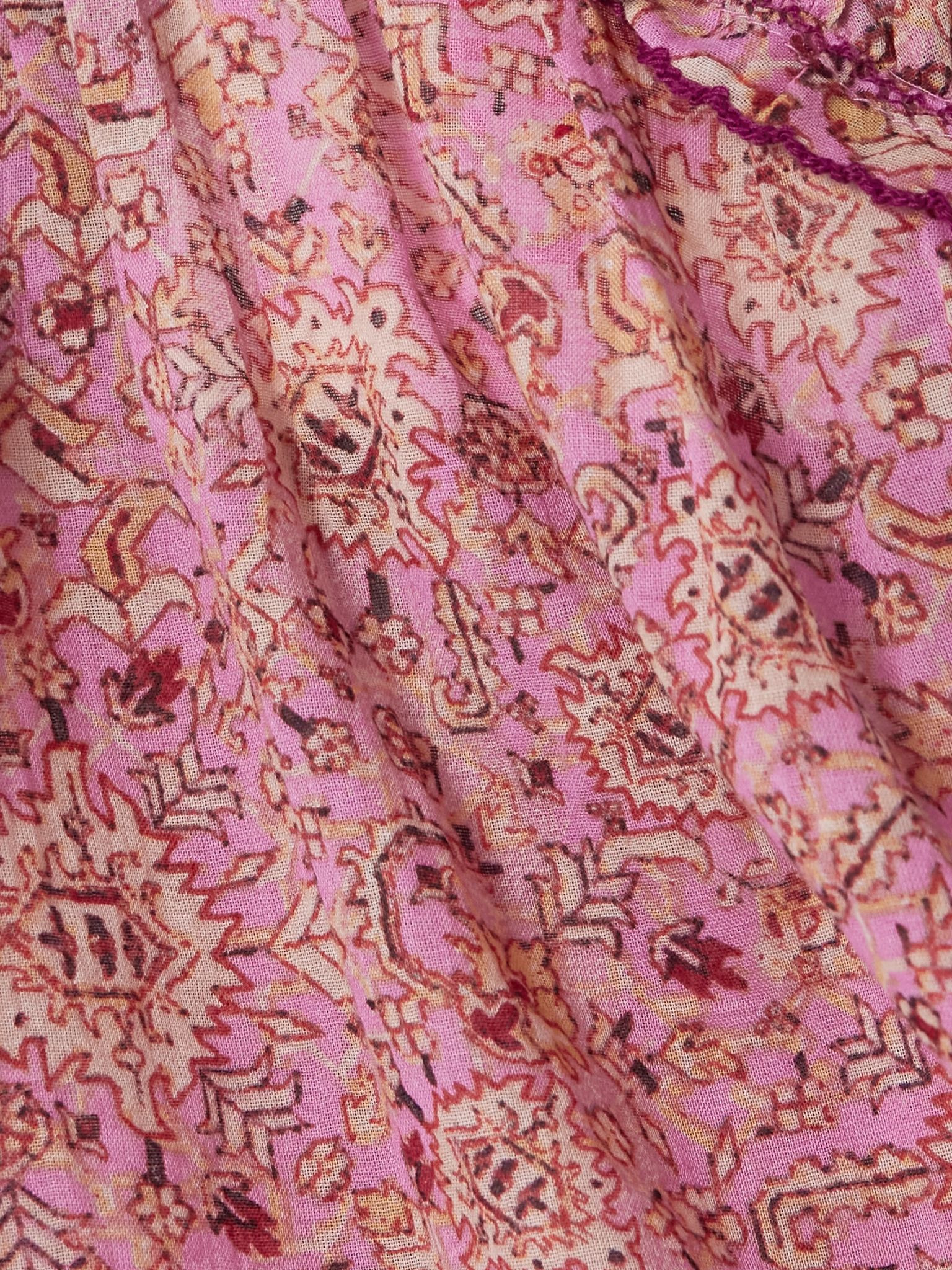 Carlee ruffled embroidered floral-print cotton-voile top Pink - 4