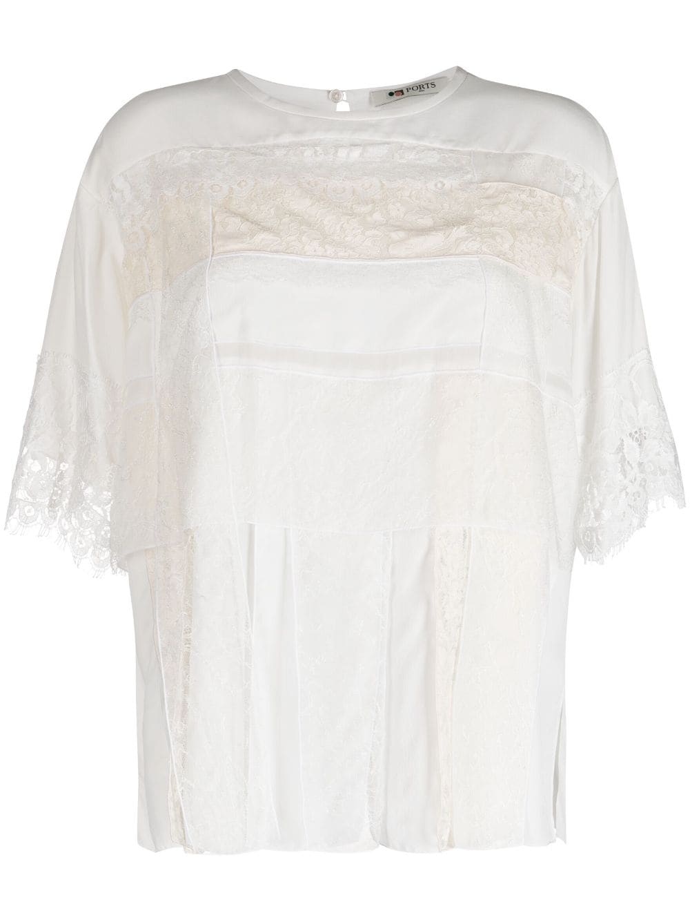 Lace Window layered short-sleeves top - 1