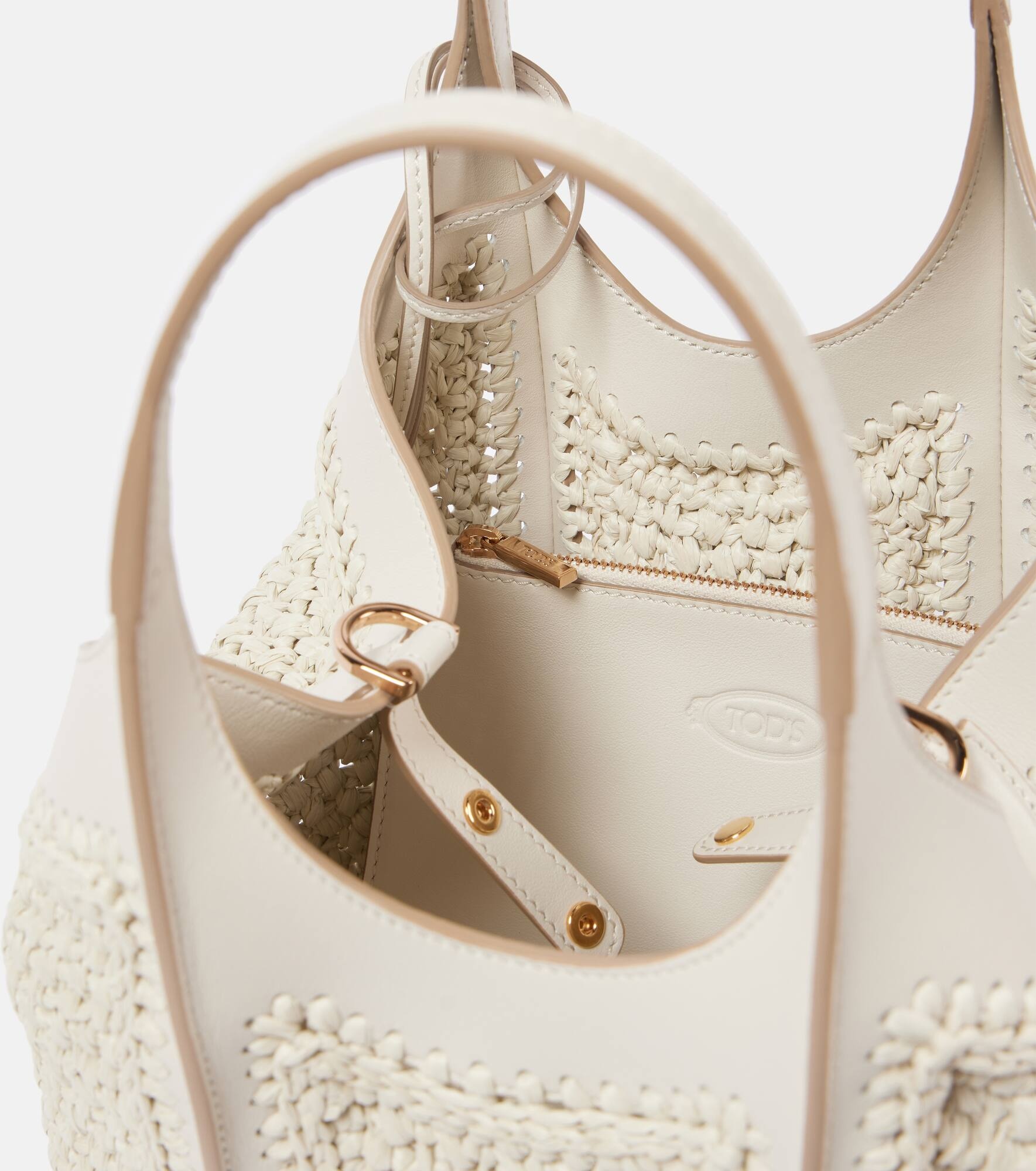 T Timeless leather-trimmed crochet tote bag - 3