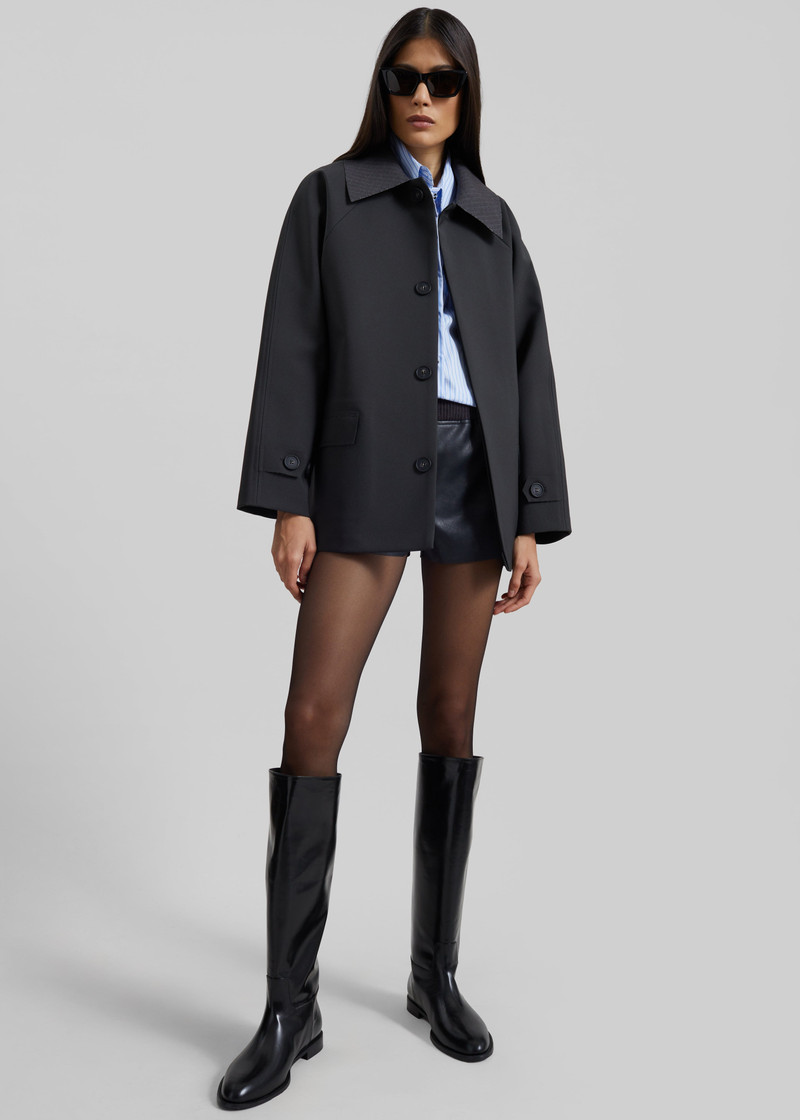 Ebbe Contrast Collar Boxy Jacket - Charcoal 4