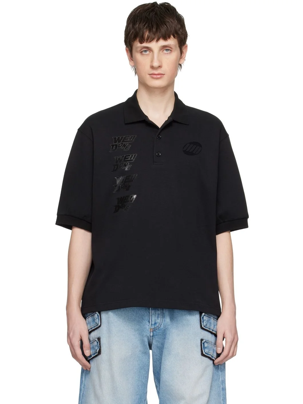 Black Cotton Polo - 1
